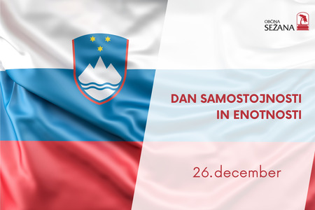 Slovenska zastava z napisom: Dan samostojnosti in enotnosti, Vir: Freepik, obdelava: Canva
