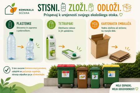 Stisni. Zloži. Odloži., vir: Komunala Sežana