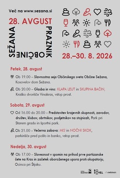 Program ob vrhuncu Praznika Občine Sežana 2026